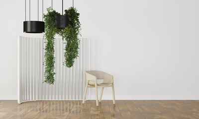 plant lamp with chair in modern interior