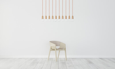 multi bulb lamp with chair in modern interior