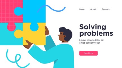 Landing page template of Digital Solutions Business Analytics and Planning. Modern Flat style. Vector illustration.