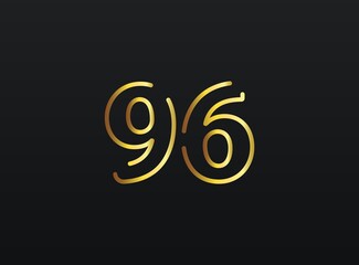 96 Year Anniversary celebration number vector, modern and elegant golden design. Eps10 illustration