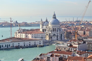 Fototapeta premium Panoramic view of city Venedig, Italy. City views of Venedig from top of St Mark's Campanile