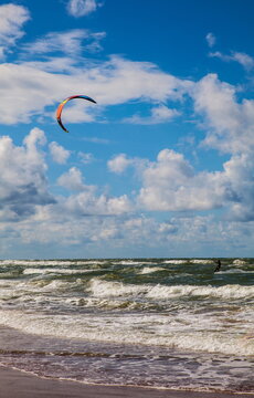 Kite surfing on the sea