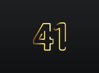 41 Year Anniversary celebration number vector, modern and elegant golden design. Eps10 illustration