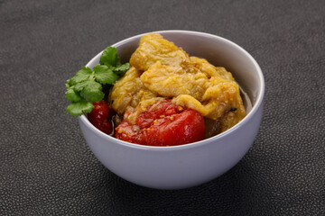 Caucasian cuisine - baked eggplant and tomato