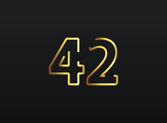 42 Year Anniversary celebration number vector, modern and elegant golden design. Eps10 illustration