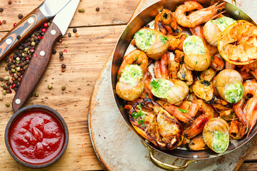Delicious grilled seafood