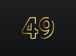 49 Year Anniversary celebration number vector, modern and elegant golden design. Eps10 illustration