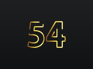 54 Year Anniversary celebration number vector, modern and elegant golden design. Eps10 illustration