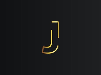J number logo, modern and elegant golden design. Eps10  vector illustration