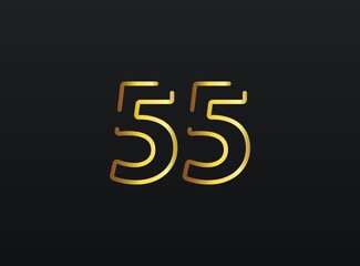 55 Year Anniversary celebration number vector, modern and elegant golden design. Eps10 illustration