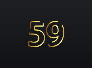 59 Year Anniversary celebration number vector, modern and elegant golden design. Eps10 illustration