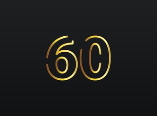 60 Year Anniversary celebration number vector, modern and elegant golden design. Eps10 illustration