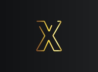X number logo, modern and elegant golden design. Eps10  vector illustration