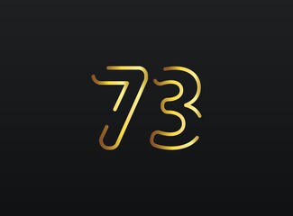 73 Year Anniversary celebration number vector, modern and elegant golden design. Eps10 illustration