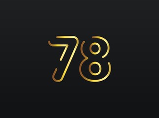 78 Year Anniversary celebration number vector, modern and elegant golden design. Eps10 illustration