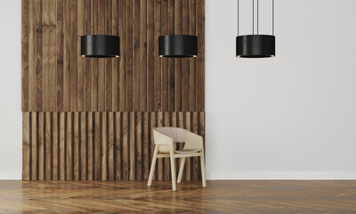 Business interior with triple black lamp