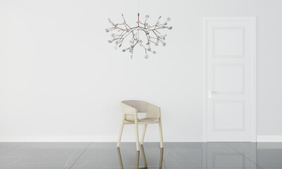 Light interrior with with minimalistic lamp