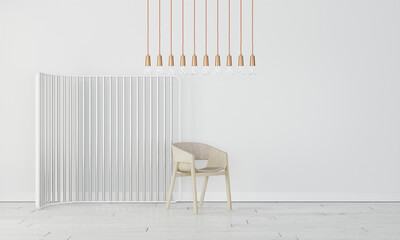 multi bulb lamp with chair in modern interior