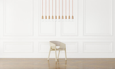 multi bulb lamp with chair in modern interior