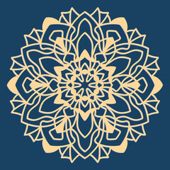 Laser cutting mandala. Golden floral pattern. Oriental silhouette ornament. Vector coaster design.