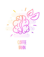 Fototapeta premium The brain in the form of a coffee bean in color linear style. Vector gradient icon.