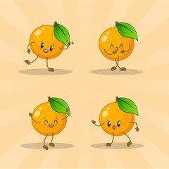 orange cute expression set collection. orange mascot character