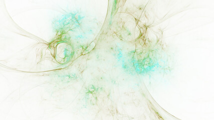 Abstract colorful blue and green swirly shapes. Fantasy light background. Digital fractal art. 3d rendering.