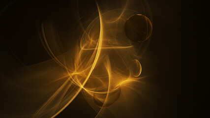 Abstract colorful golden fiery shapes. Fantasy light background. Digital fractal art. 3d rendering.