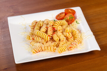 Italian springs pasta with tomato sauce