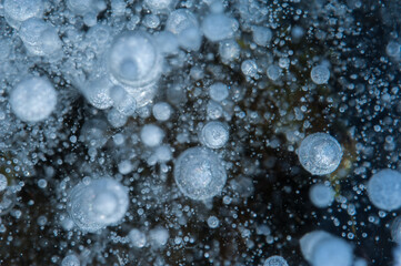 Top view white air bubbles floats
