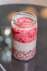 Healthy raw dessert in a jar