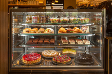 Delicious cakes and pies in cake and pastry restaurant