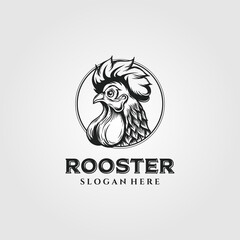 rooster chicken logo vintage illustration design, chicken logo design