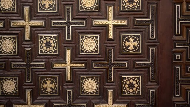 Beautiful gold and wood details of Egypt Cairo hanging church pattern combination design ornament