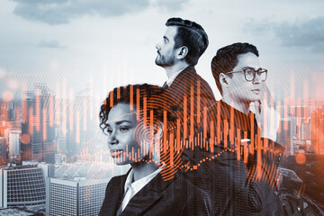 Group of business colleagues working on new venture capital and hi-tech start up and try to...