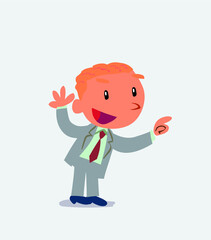 cartoon character of businessman pointing while arguing
