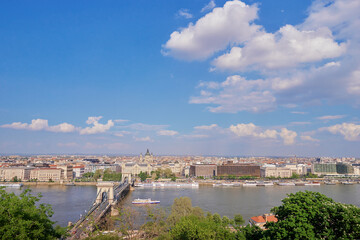 Travel by Hungary. Beautiful view of Budapest city and Danube river.