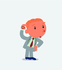 happy cartoon character of businessman explaining something with document in hand