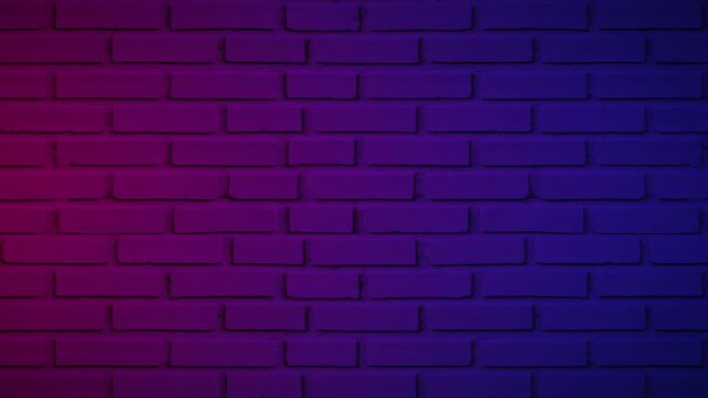 Neon light brick wall texture slide effect. footage 4K resolution.