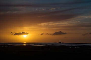 Golden sunset at the North Sea in Germany
