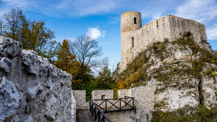 Wyżyna Krakowsko-Częstochowska, ruiny zamku Smoleń. Śląsk, Polska © Franciszek