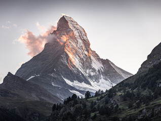 Plakat Landscape, Nature and Travel photography in Zermatt, Switzerland. Matterhorn, Lakes, Reflection, Sunset, Sunrise