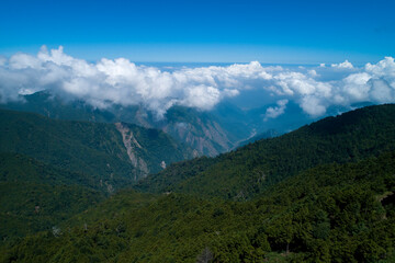 Fototapeta na wymiar Aerial View of Dasyueshan means “Big Snow Mountain”. This is a national forest recreation area which located in Taichung County, the center of Taiwan.