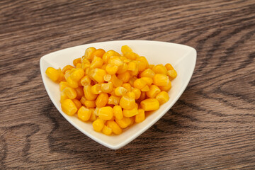 Sweet corn seeds in the bowl