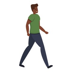 Fototapeta na wymiar Walking african boy icon. Cartoon of walking african boy vector icon for web design isolated on white background