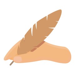 Feather writing icon. Cartoon of feather writing vector icon for web design isolated on white background