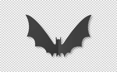 Bat in paper cut  style on on  png or transparent background, Happy Halloween concept, graphic resources for sale template ,website, poster,  vector illustration