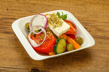 Traditional Greek salad with feta cheese