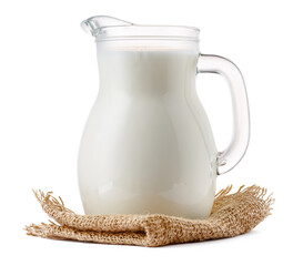 Glass milk jar isolated on white background