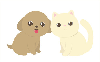 犬と猫　白背景